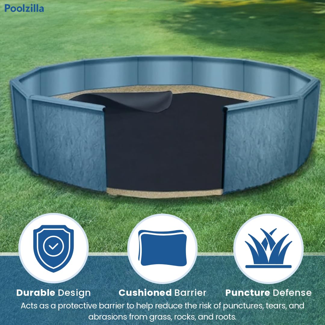 Poolzilla Rock Blocker Liner Pad 27' Round, Strong Durable Puncture Resistant Floor Mat, Protects The Bottom of The Aboveground Pool