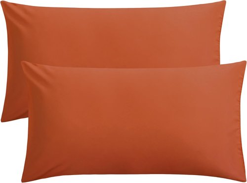 FLXXIE King Pillow Cases - Soft Microfiber Covers with Envelope Closure | Wrinkle & Stain Resistant, 20x36, Burnt Orange