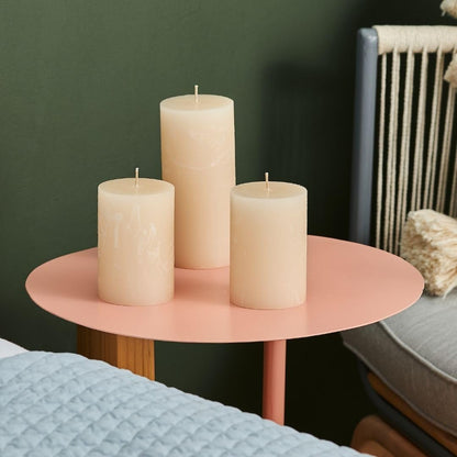 Simply Soson 3x4 inch Ivory Pillar Candles Set of 3, Rustic Texture, Unscented Ivory Candles, Dripless Candles, 3 inch Pillar Candles Ideal as Wedding, Parties, Spas, Dinner, Home Decoration, Church