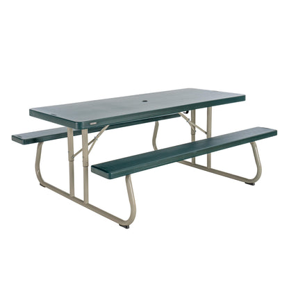 LIFETIME 6-Foot Classic Folding Picnic Table, Seats 8, Green