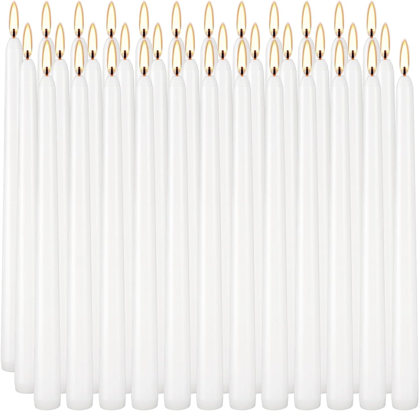 YOROXRG 36 Pack White Taper Candles, 7-8 Hours Burn Time, Unscented, Smokeless and Dripless, 0.8 x 10 Inch Dinner Candle Set for Household, Wedding, Party and Home Décor Candlesticks