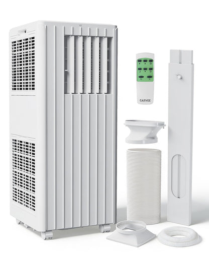 Garvee 8000 BTU Portable Air Conditioner, 3-in-1 Cooling, Dehumidifying & Fan for Rooms Up to 350 Sq. Ft | Quiet Sleep Mode | Energy-Saving 24-Hr Timer | AC Unit w/Remote & Full Window Kit, White
