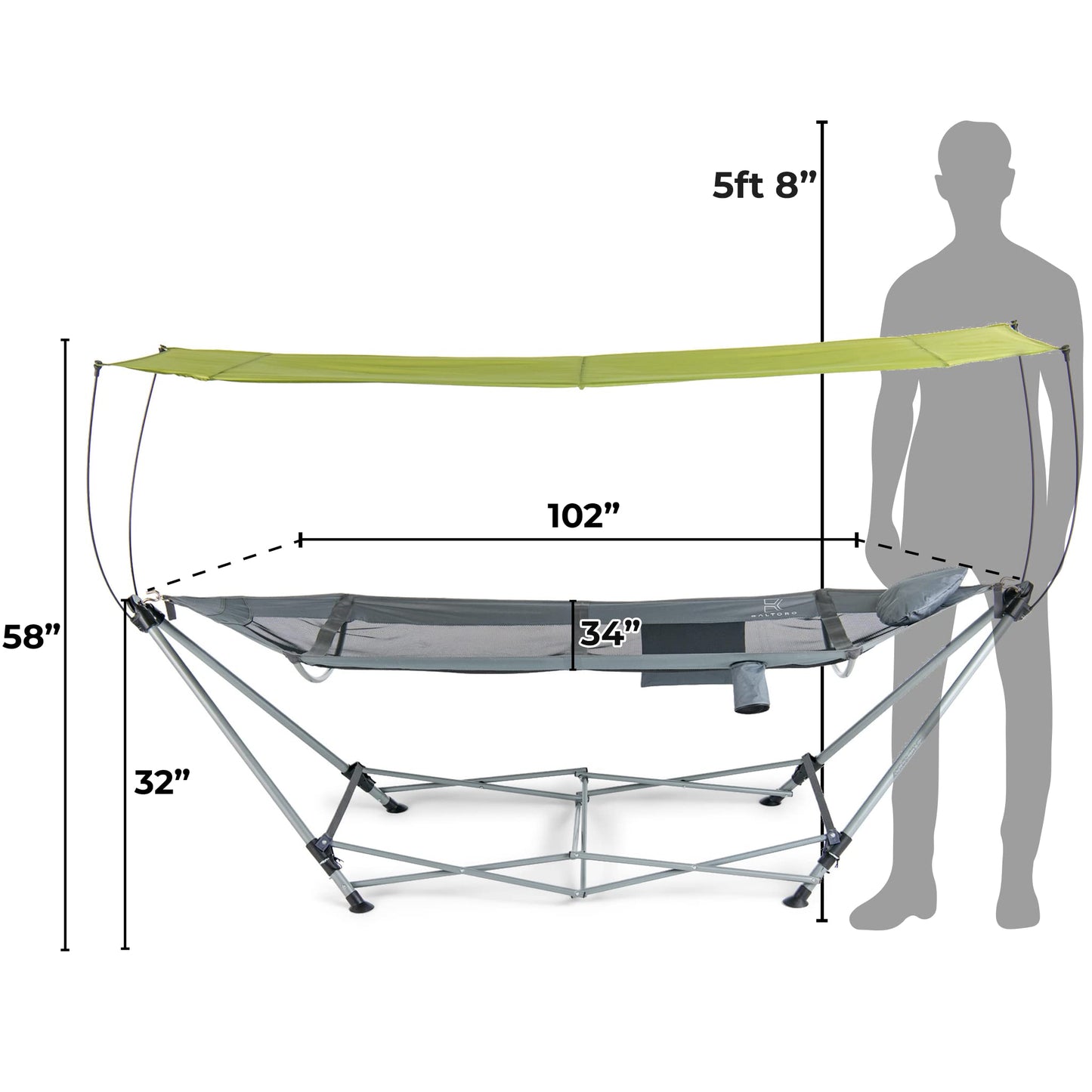 Lucania Portable Hammock with Stand Included - Foldable Freestanding Heavy Duty Hammock for Indoor, Outdoor, Camping, Patio & Backyard (290 lbs Capacity)
