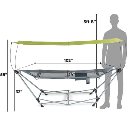 Lucania Portable Hammock with Stand Included - Foldable Freestanding Heavy Duty Hammock for Indoor, Outdoor, Camping, Patio & Backyard (290 lbs Capacity)