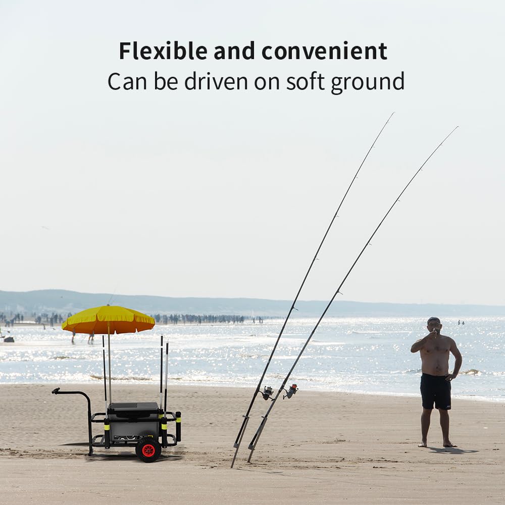 Beach Fishing Cart, Heavy Duty Fish, and Marine Cart for Fishing, Picnic, and Other Outdoor Activities, Black