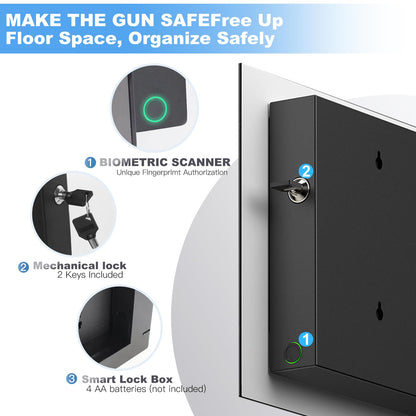 Moon Gun Safe for Handgun, Pistol Safe with Fingerprint & KEY Access, Moon Wall Art Glass Hidden Gun Storage with Decor Function For Wall-Mounted, Fathers Day Gift -18.8IN