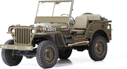 Rochobby FMS 1/6 1941 MB Scaler RC mini Jeep RC Truck MB Scaler 4x4 Hobby Grade Brushed RC Rock Crawler RC Army Military Truck for AdultsRS