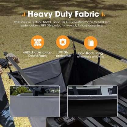 SanHima Awning Shower Tent with Roof - Car Side Shower Room w/LED Light, Camping Waterproof Portable Privacy Shelter Bathroom Overland, Gray