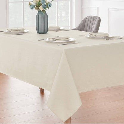 Veblandy Rectangle 4 Feet Tablecloth 52x70 inch Linen Textured Table Cloth Stain and Wrinkle Resistant Washable Polyester, Decorative Table Cover Waterproof for Dining, Buffet and Camping, Beige