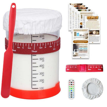 34oz Sourdough Starter Kit, Large Capacity Glass Sourdough Starter Jar, Reusable Starter Set of Sourdough Bread Baking Supplies with 6 Essential Yeast Starter Tools