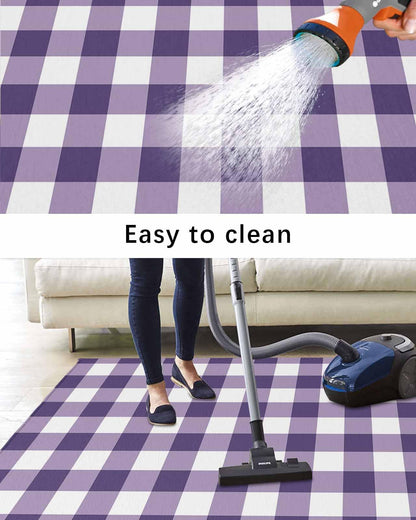 Outdoor Patio Rugs Purple Buffalo Plaid Outdoor Area Rug Check Lines Non-Slip Backyard/Camping RV Rug/Deck/Porch Rug Front Door Floor Mat Carpet, 4x6ft