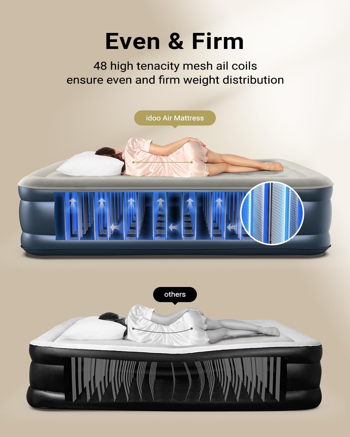 iDOO Cal King Air Mattress with Built in Pump, 18'' King Size Air Mattress for Home Guest, Upgraded Comfort Inflatable Blow up Mattress, 84'' Extra Long, Keep Feet from Dangling, Colchon Inflables