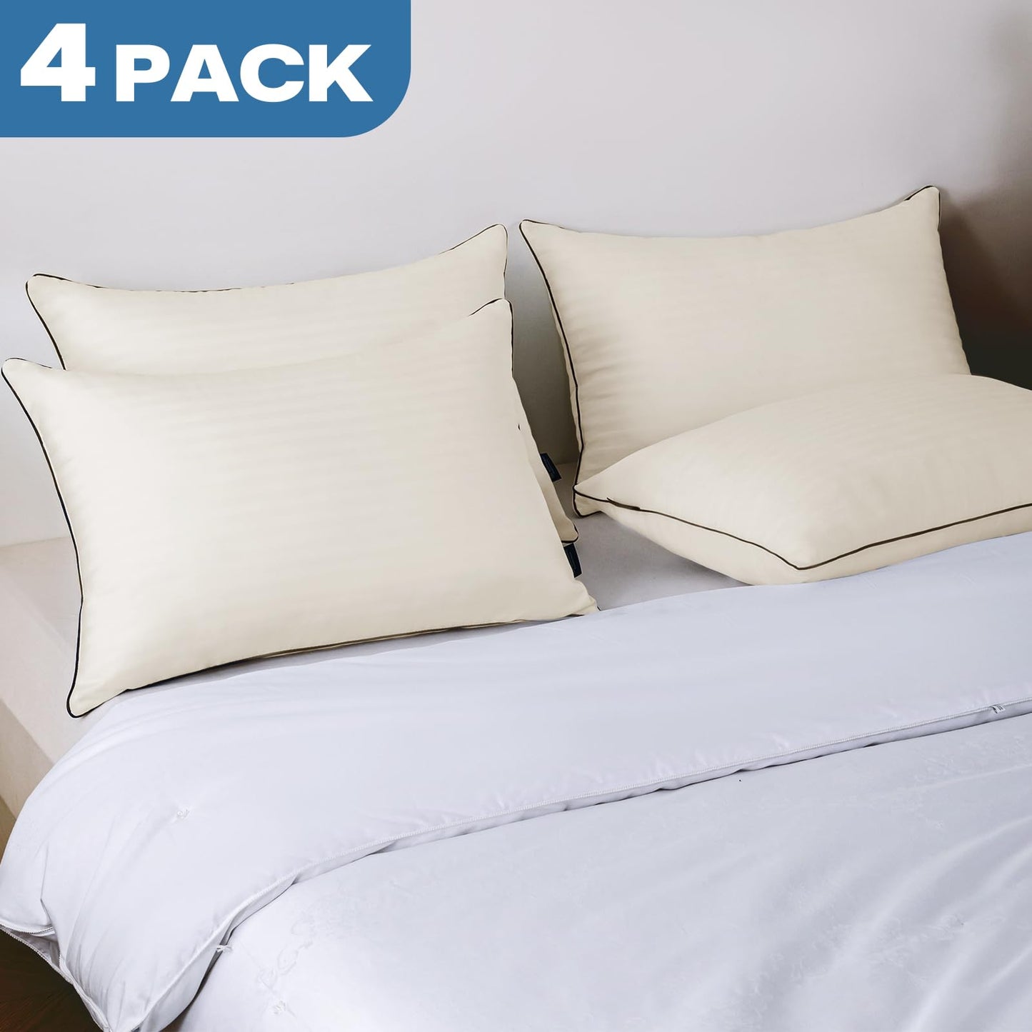 GOHOME Pillows King Size Set of 4 - Bed Pillows for Sleeping 4 Pack, Cooling Supportive Hotel Pillows with Premium Soft Down Alternative Fill for Side Stomach and Back Sleepers