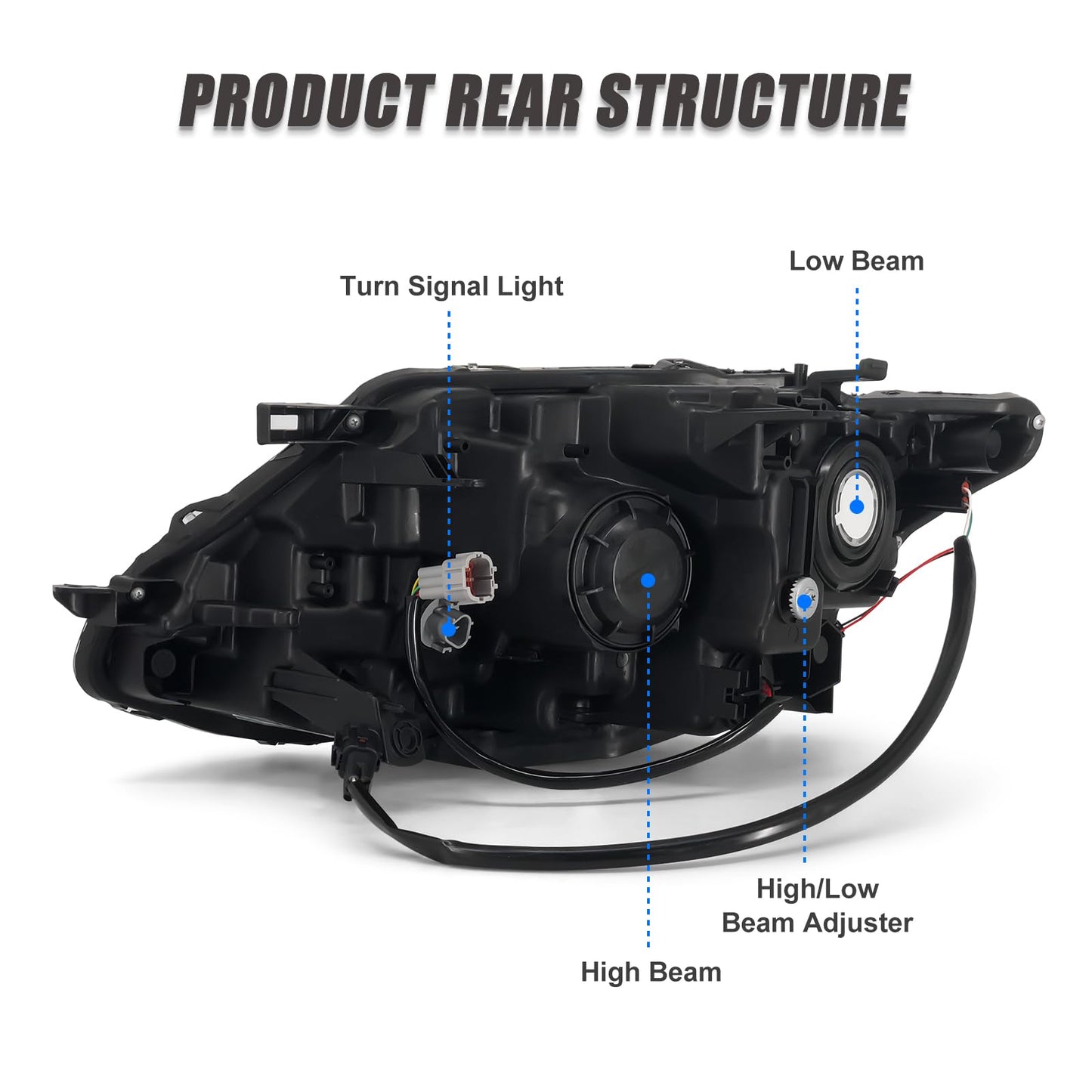 ADCARLIGHTS Headlight Assembly for 2014 2015 2016 Nissan Rogue Clear Lens Black Housing with Amber Reflector Headlamp Replacement Left and Right Pair(Only Fits Models with Halogen（W/O Bulbs）