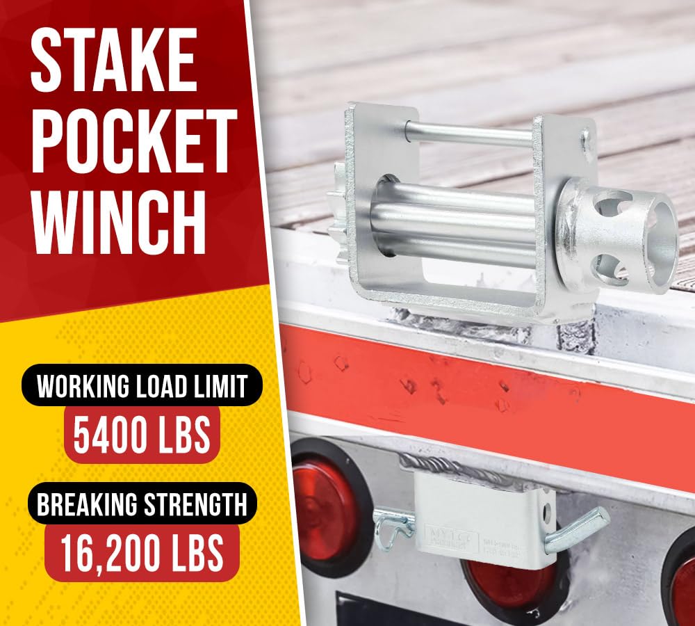 Mytee Products (4 Pack) Trailer Stake Pocket Winch Zinc Plated Flatbed Utility Capacity# 16200 lbs