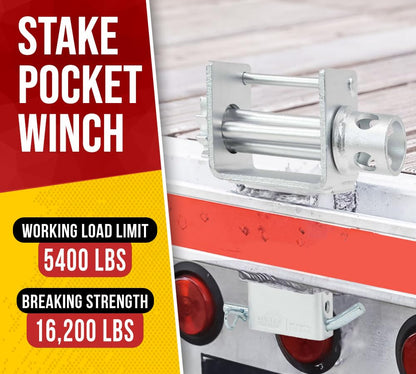 Mytee Products (4 Pack) Trailer Stake Pocket Winch Zinc Plated Flatbed Utility Capacity# 16200 lbs