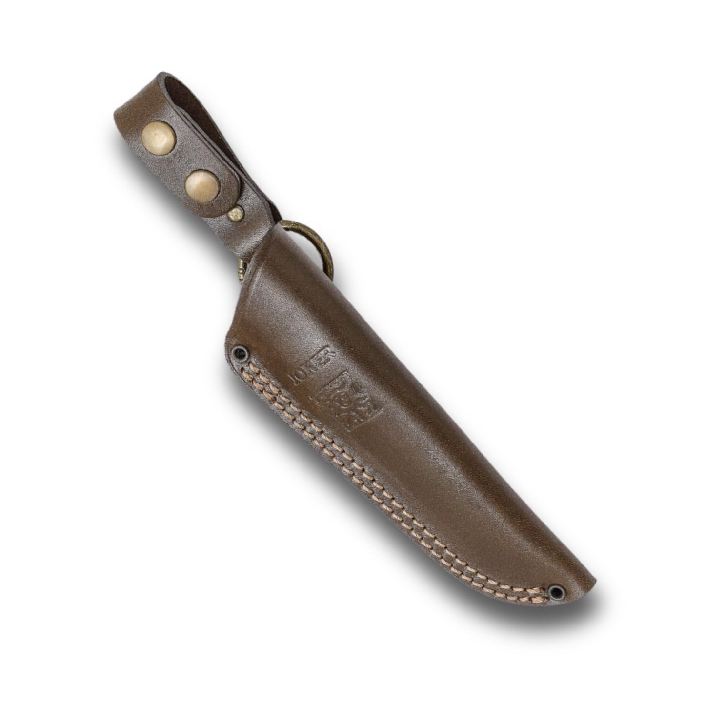 Joker Ranger CL143 Bushcraft Knife, 11 cm Sandvik 14C28N Fixed Blade, Curly Birch Wood Handle, Brown Leather Sheath, Camp Craft Knife for Backpacking, Camping, Survival and Hunting