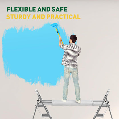 8–13 ft Aluminum Telescoping Plank, 440 Lbs Load Capacity Adjustable Extension Work Platform, 12.5" w x 2.7" h Non-Slip Scaffolding Plank for Ladder, Scaffold, Painting, and Maintenance Projects