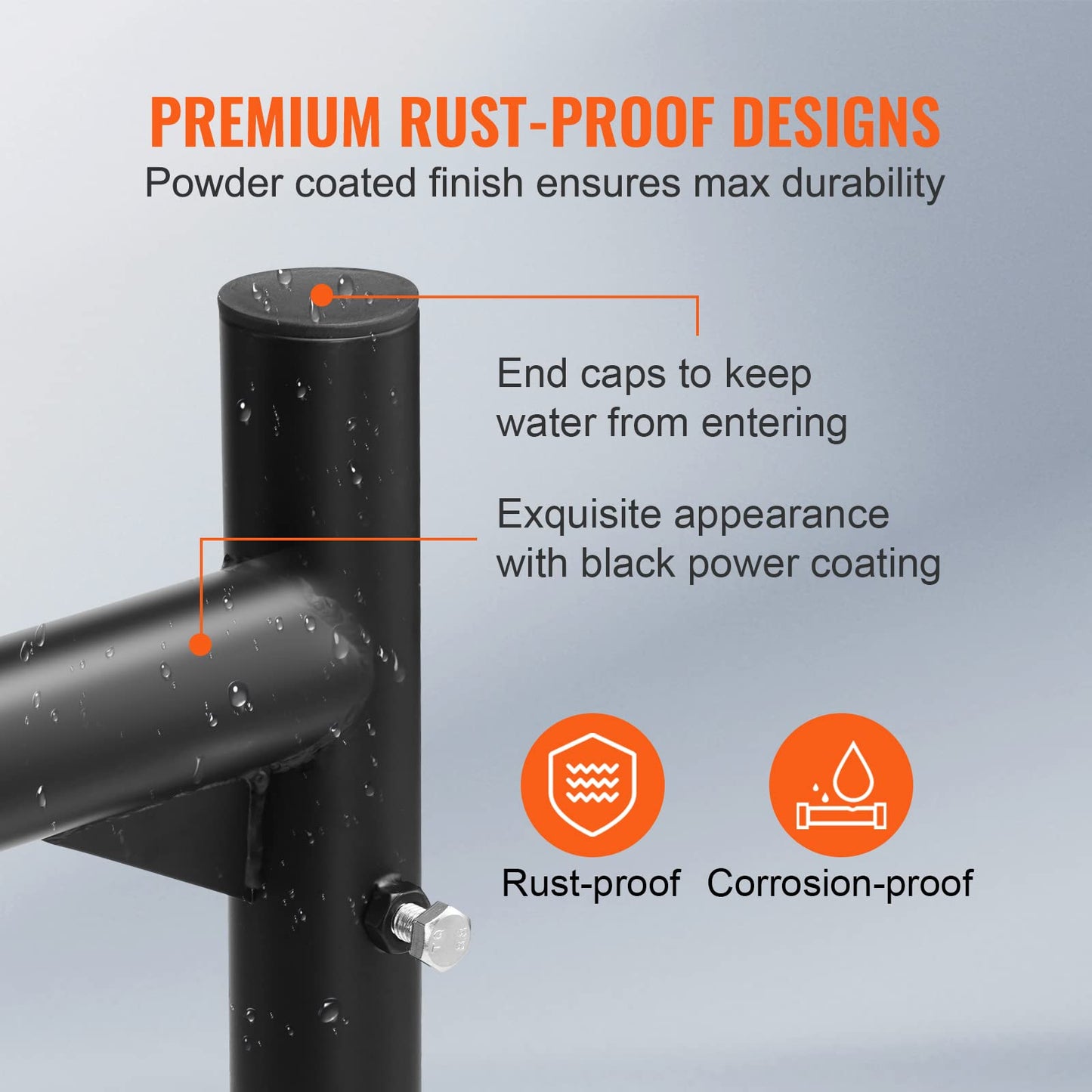 VEVOR Extendable Steel Truck Ladder Rack - 800 lbs Capacity, 46-71 inch, Non-Drilling for Kayak, Surfboard, Lumber, Ladder
