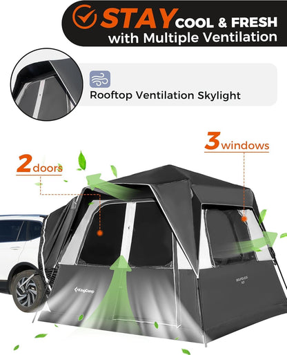 KingCamp SUV Tent, Instant 6-8 Person Waterproof & Windproof Tailgate Car Camping Tent with Movie Screen for Family Camping & Outdoor Adventures