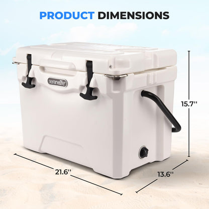 SereneLife Ultra-Tough 25 Quart Rotomolded Cooler Box, Holds Upto 36 Cans, Keeps Ice Up to 5 Days, Heavy-Duty Insulated Portable Ice Chest Box, Ideal for Travel, Camping, Beach, and Outdoor Adventures