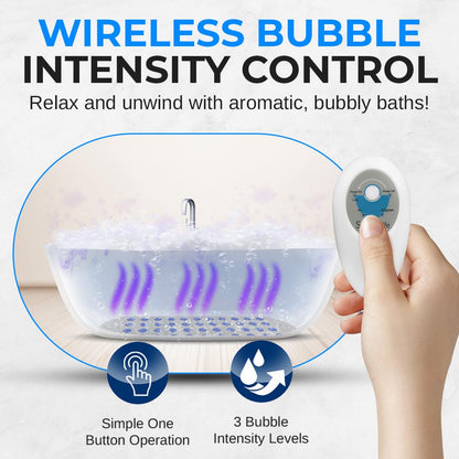 Portable Spa Bubble Bath Massager - Thermal Spa Waterproof Non-slip Mat with Suction Cup Bottom, Motorized Air Pump & Adjustable Bubble Settings - Remote Control Included - Serenelife PHSPAMT22