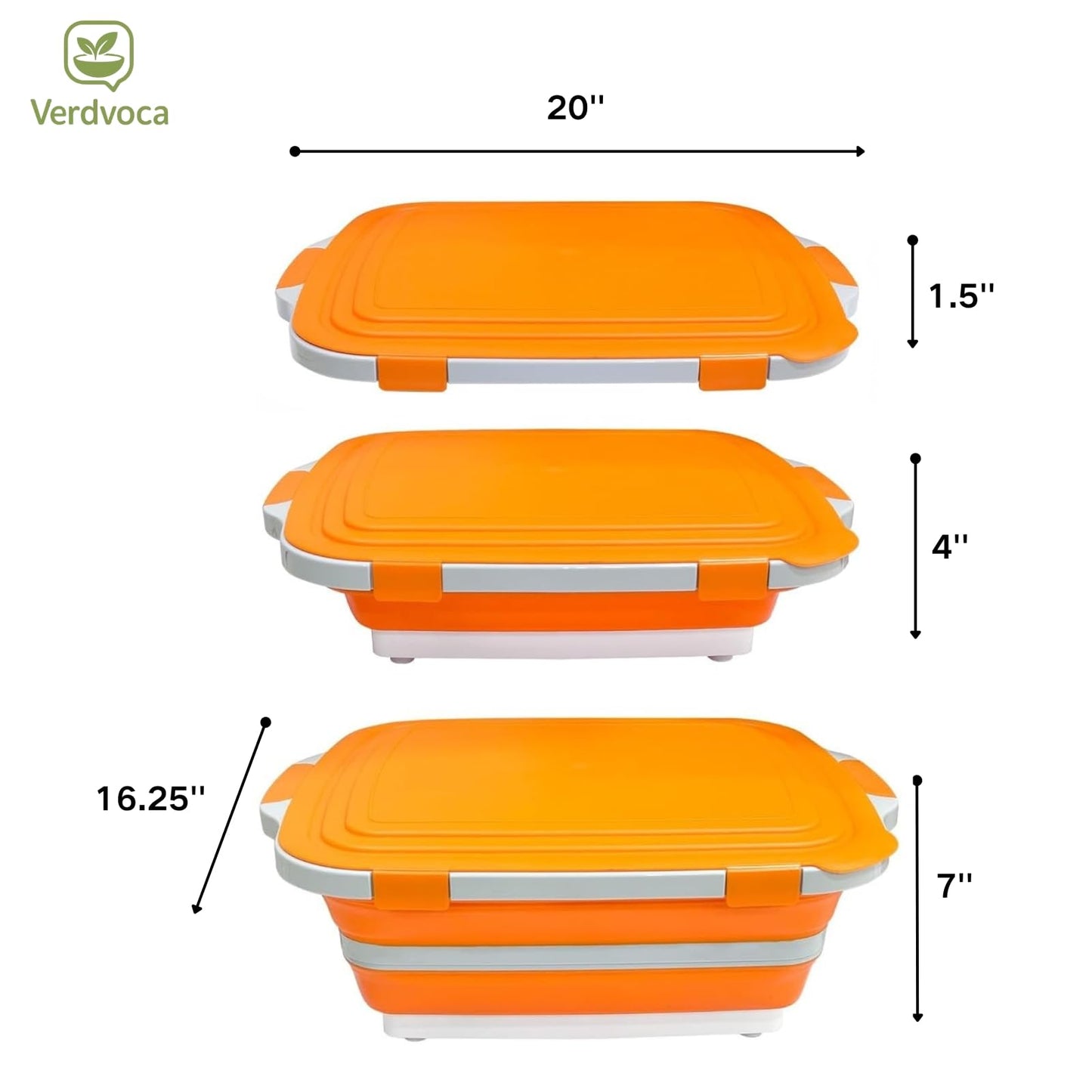 Verdvoca 1 Pcs 30L & 2 Pcs 16L Collapsible BBQ Prep Tubs with Lids for Fruit Prep & Washing, Meal Marinating and Food Storage