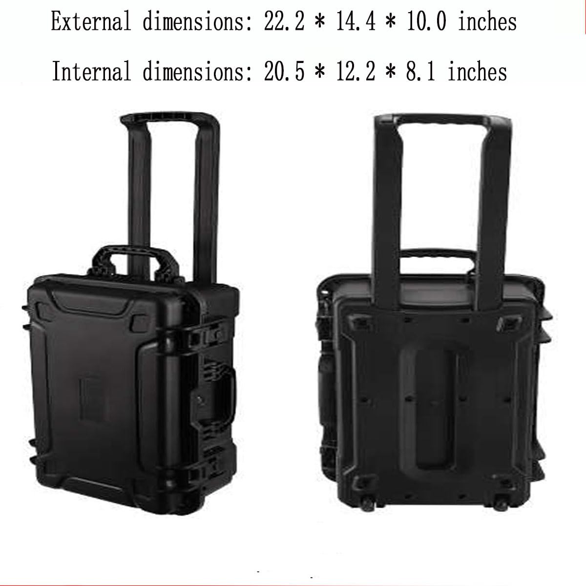 PISKGODSF 22" L x 14" W x 10" H Large Hard Case with Foam, Portable Rolling Hard Case with Wheels, Waterproof Shockproof Dustproof, Suitable for Cameras, Lenses, Camcorder, Instrument, Telescopes