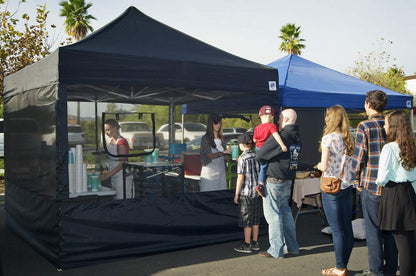 E-Z UP Food Booth Sidewall Kit, Set of 4, Fits 10' x 10' Straight Leg Canopy (Canopy/Shelter NOT Included), Includes 2 Roll-Up Serving Windows, Commercial Grade Mesh, Black
