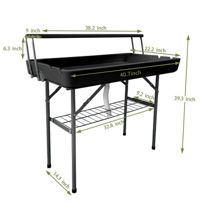 GUAGUA Ice Cooler Table - Portable Bar Table for Events Outdoor Cooler Stand with Drain for Parties Drink Foldable Picnic Table Party (BlackA)