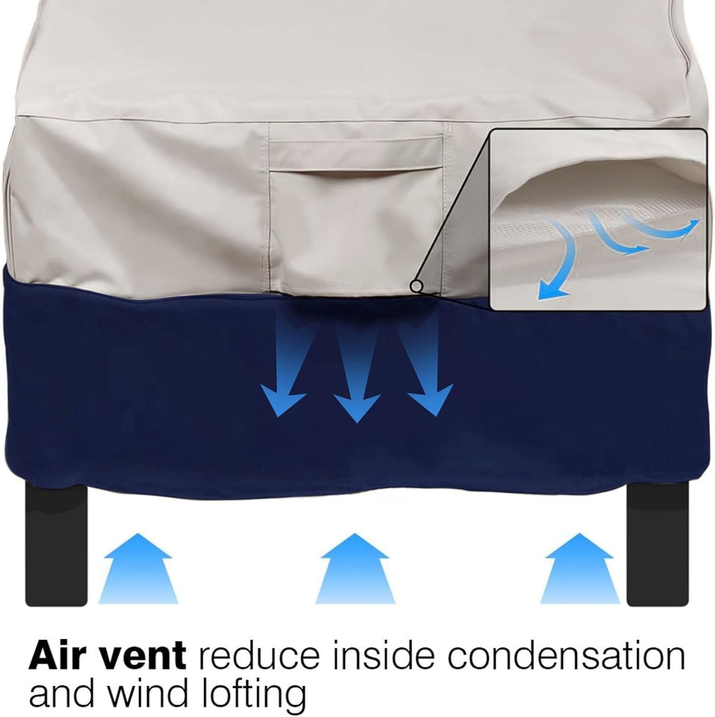 Vailge Patio Chair Covers - Heavy Duty Waterproof Lounge Deep Seat Covers | Beige & Blue, 2 Pack - Medium
