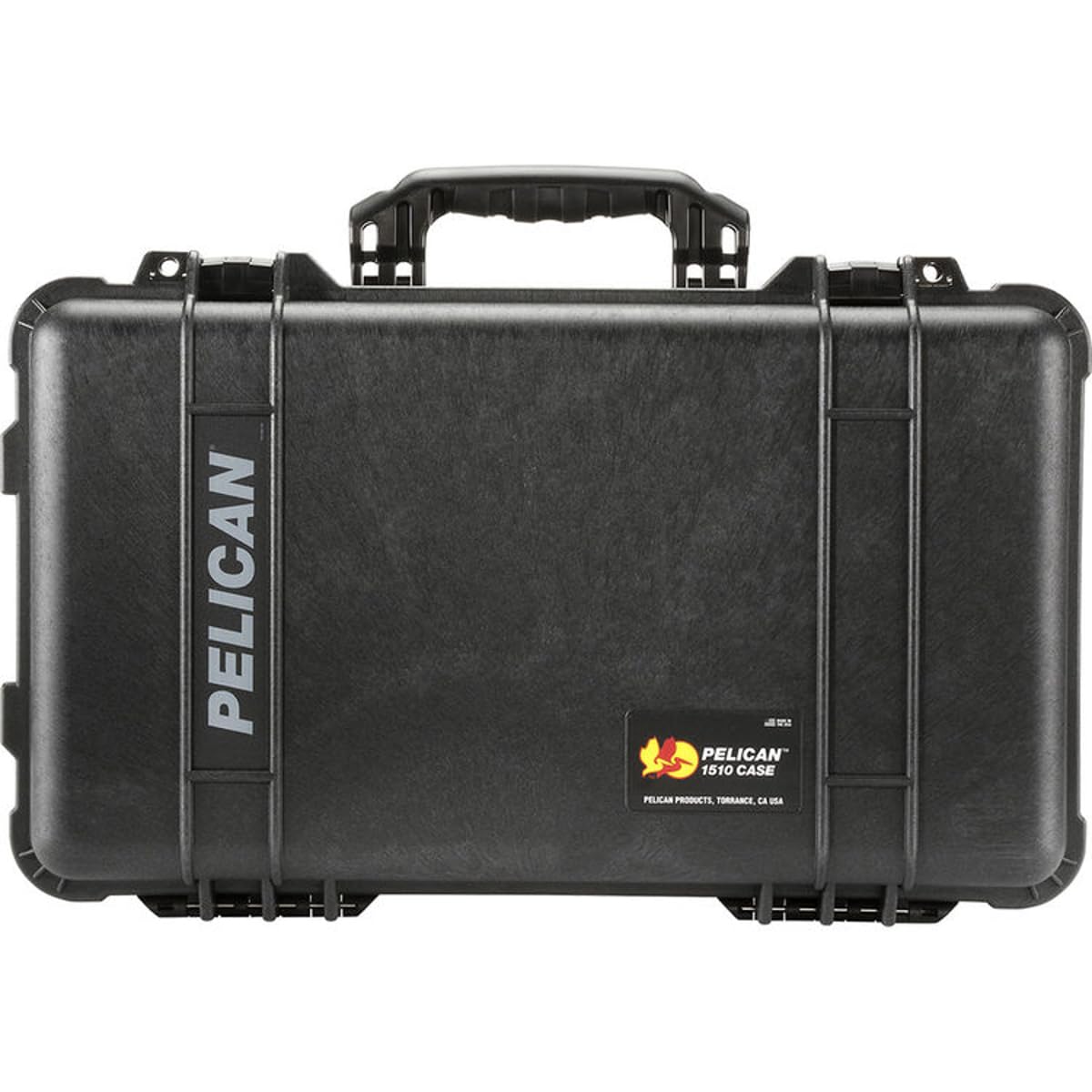 Pelican 1510SC Watertight Wheeled Carry On Hard Studio Case with Padded Yellow Foam Dividers, Black