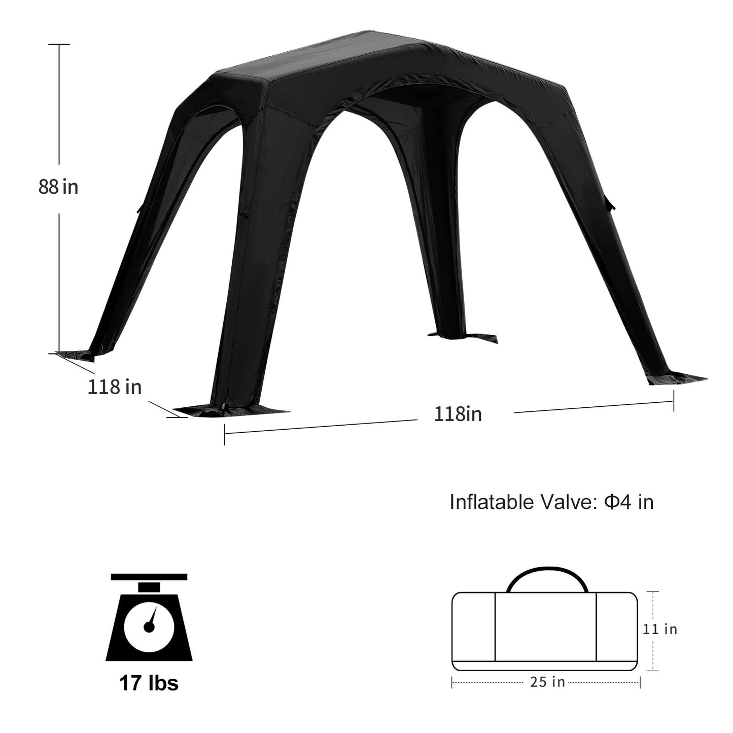 4-6 Person Inflatable Camping Tent Tarp Sun Shelter Blow Up Tent Easy Setup Waterproof Portable Air Canopy House Gazebos for Camping Backpacking Hiking Picnics Fishing