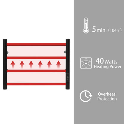 KEG Towel Warmer 8 Bars for Bathroom Freestanding or Wall Mounted Bath Towel Heater Plug-in with Built-in Timer Silver