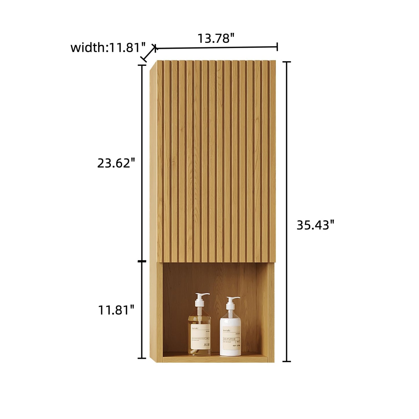 KEIKI Bathroom Wall Cabinet, Premium Wood Medicine Cabinet with Soft-Close Doors and Open Shelf, Narrow Storage Cabinet for Bathroom Kitchen Laundry Room, Golden Oak