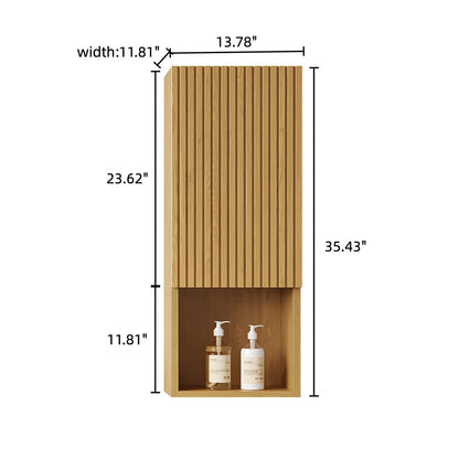 KEIKI Bathroom Wall Cabinet, Premium Wood Medicine Cabinet with Soft-Close Doors and Open Shelf, Narrow Storage Cabinet for Bathroom Kitchen Laundry Room, Golden Oak