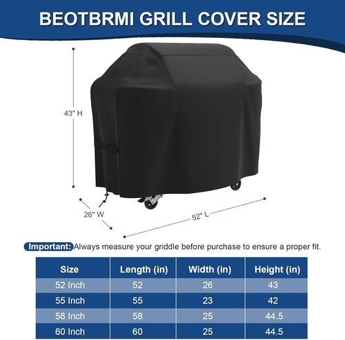 Grill Cover - Waterproof BBQ Protection for 52-Inch Grills | Adjustable Straps & Oxford Fabric for Weber Spirit 200/300
