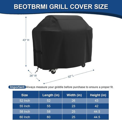 Grill Cover - Waterproof BBQ Protection for 52-Inch Grills | Adjustable Straps & Oxford Fabric for Weber Spirit 200/300