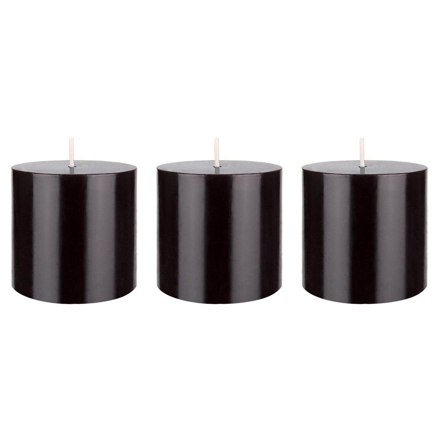 Mega Candles 3 pcs Unscented Solid Black Pillar Candles, Hand Poured Premium Wax Candle 3 Inch x 3 Inch, Home Décor, Spas, Weddings, Occasions, Party, Centerpieces, Holidays, Vigils, Prayers