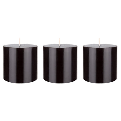 Mega Candles 3 pcs Unscented Solid Black Pillar Candles, Hand Poured Premium Wax Candle 3 Inch x 3 Inch, Home Décor, Spas, Weddings, Occasions, Party, Centerpieces, Holidays, Vigils, Prayers