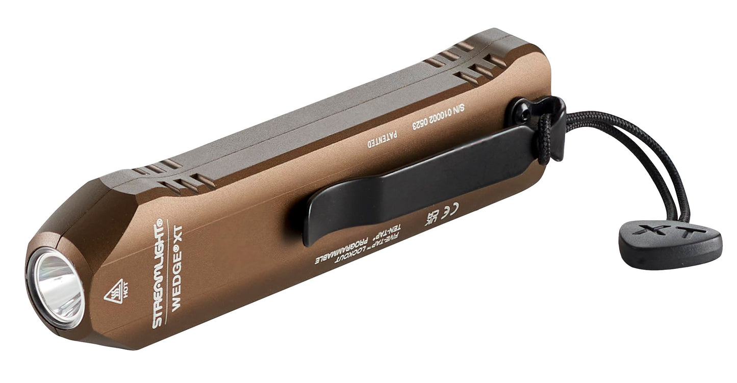Streamlight 88813 Wedge XT 500-Lumen 1,900-Candela Flat Everyday Carry Flashlight, Includes USB-Cable and Pocket Lanyard, Coyote