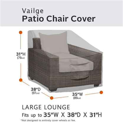 Vailge Patio Chair Covers - Heavy Duty Waterproof Lounge Deep Seat Covers | Large Grey (2 Pack)