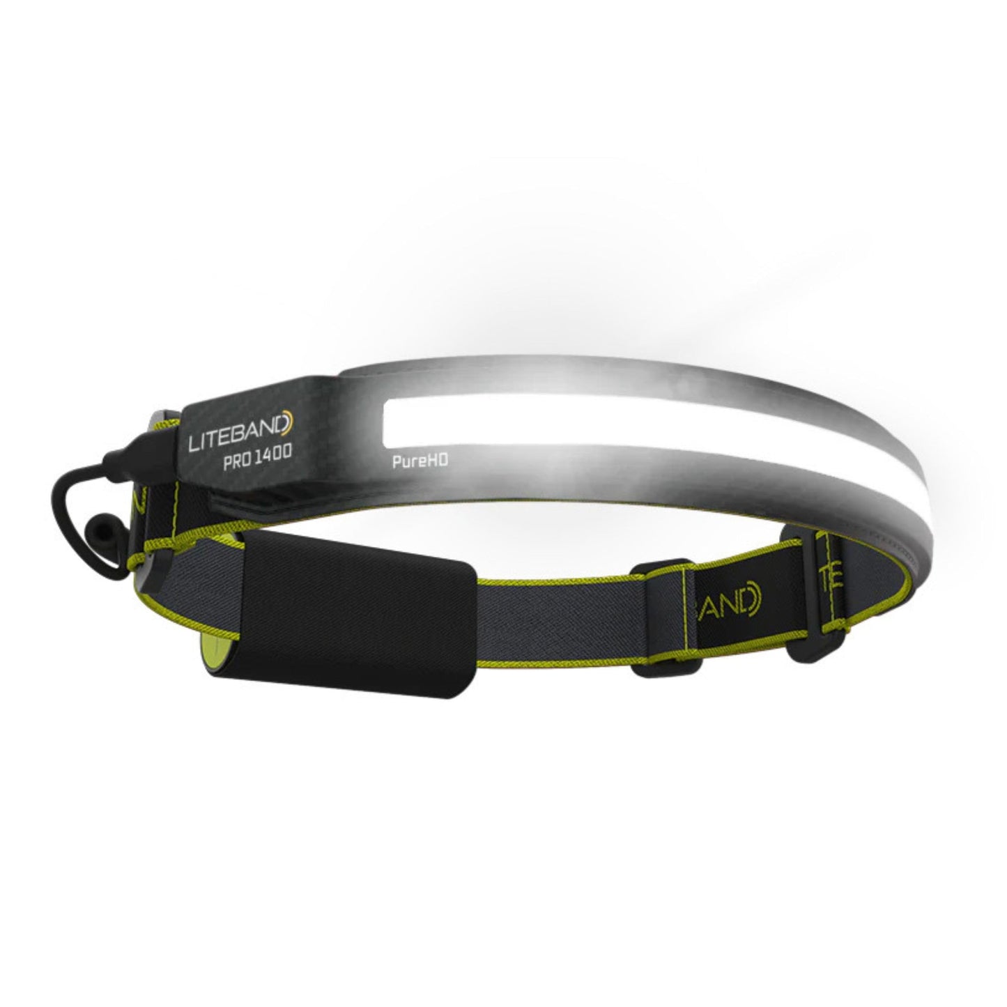 OPTIMAL VENTURES LITEBAND PRO Rechargeable LED Headlamp, 1400 Lumens, 210° Wide Beam, PureHD High CRI Light, Hard Hat Compatible, Professional No-Bounce Fit, IPX5 Weather Resistant, Carbon