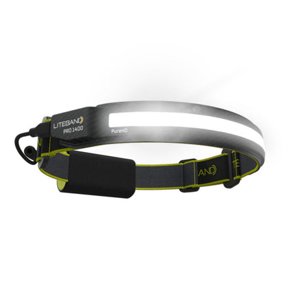 OPTIMAL VENTURES LITEBAND PRO Rechargeable LED Headlamp, 1400 Lumens, 210° Wide Beam, PureHD High CRI Light, Hard Hat Compatible, Professional No-Bounce Fit, IPX5 Weather Resistant, Carbon