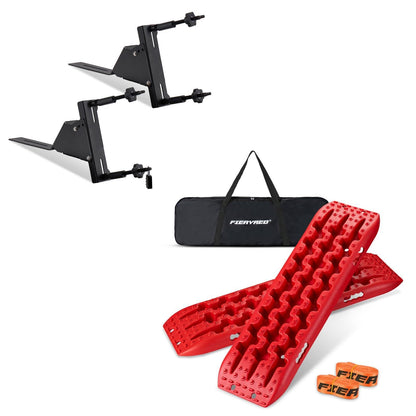 FieryRed Traction Boards Offroad, Recovery Boards with 2 Leashes and Carry Bag, Recovery Track Board Mounting Kit