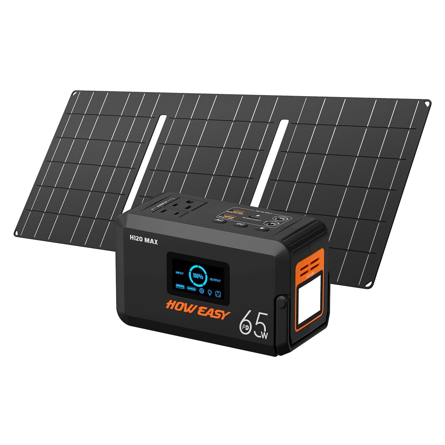 HOWEASY Solar Generator 135W(270W Peak), Portable Power Station with 30W Solar Panel,Power Bank with 110V AC Outlet for Camping, Home, Outdoor Emergency