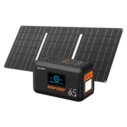 HOWEASY Solar Generator 135W(270W Peak), Portable Power Station with 30W Solar Panel,Power Bank with 110V AC Outlet for Camping, Home, Outdoor Emergency