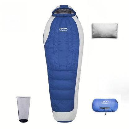 HLITMOUT Down Sleeping Bag with Pillow, 0°F 20°F 32°F Regular and XL Compact Lightweight Sleeping Bag for Adults,Teens Backpacking,Camping and Hiking Outdoor (Blue, Regular 20°F)