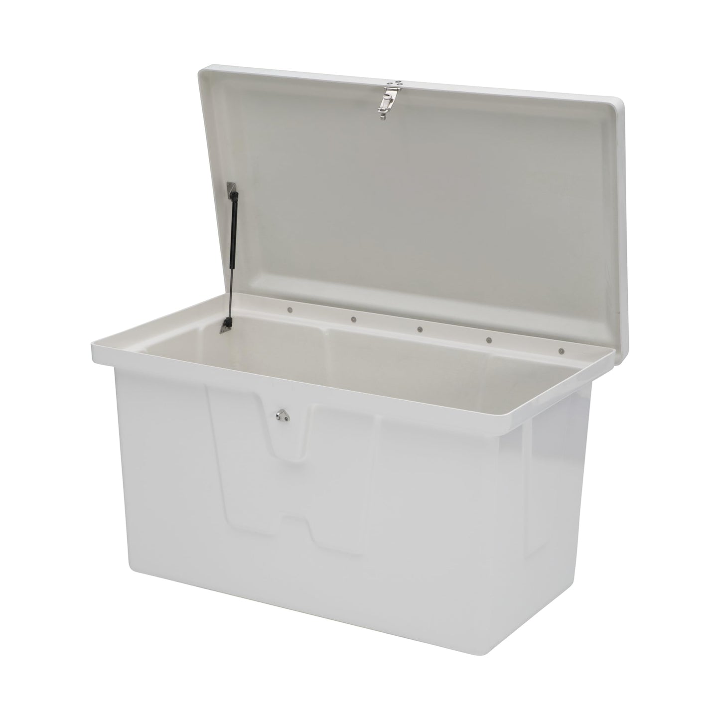 Taylor Made Stow N’ Go Deep Fiberglass Dock Box, Small (27"H X 46"W X 26"D), White, Smooth Interior Finish, Lockable Latch, Stainless-Steel Hardware - 83553