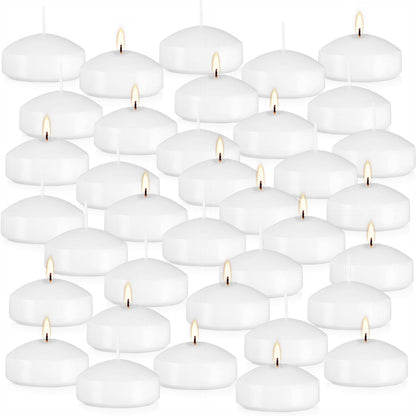 36 Packs 3-Inch unscented White Floating Candles - Ideal for Weddings, Pool Party, Holiday Centerpieces and Events - Odorless, Drip-Free, Long Lasting Burn Time